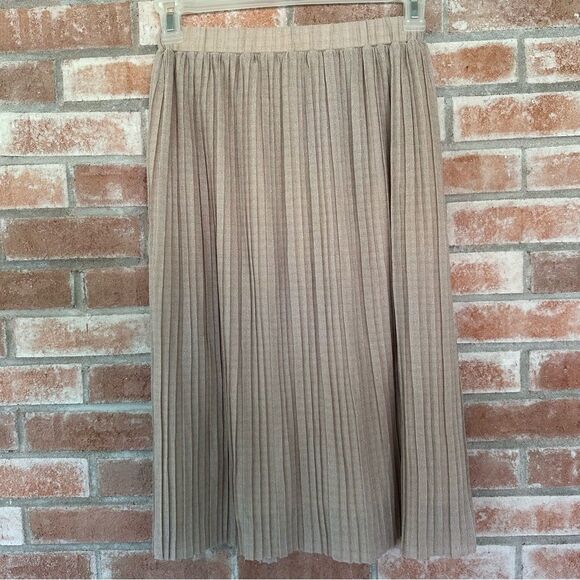 Walter Baker Midi Pull On Skirt Pleated Shimmer Beige Women’s 6 Ballet - Picture 5 of 10